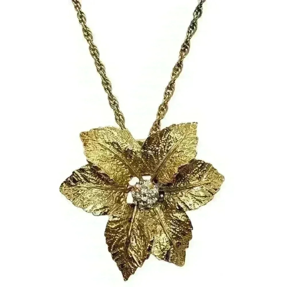 Vtg Judy Lee 3D Rose & Crystal Necklace 1950s Love Song catalog pc